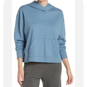 NWT James Perse Relaxed Cropped Hoodie Pullover Sweater Blue